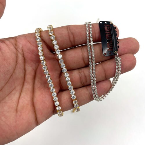 Hanging crystal hair clip & Cz pull string hand band & anklet