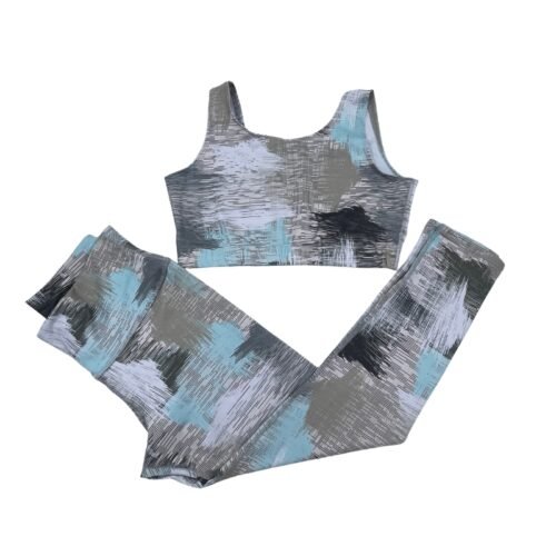 Blue Hatching Pattern Two Piece Outfit