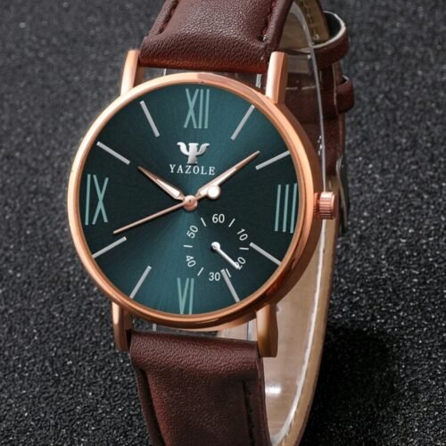 Men's Business Style Leather Strap Quartz Wristwatch Men Round Pointer Quartz Watch