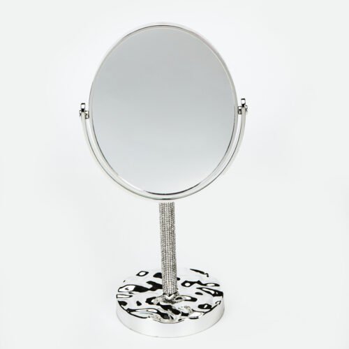 Round Mirror with Metallic Stand